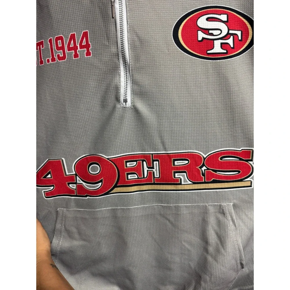 San Francisco 49ers 1/4 Zip Hoodie Gray Waffle Knit Pullover Sweatshirt Size 2XL